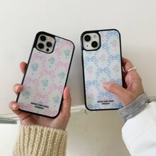 韩国ins小众甜心蝴蝶结黑边适用苹果15promax/14pro手机壳保护套