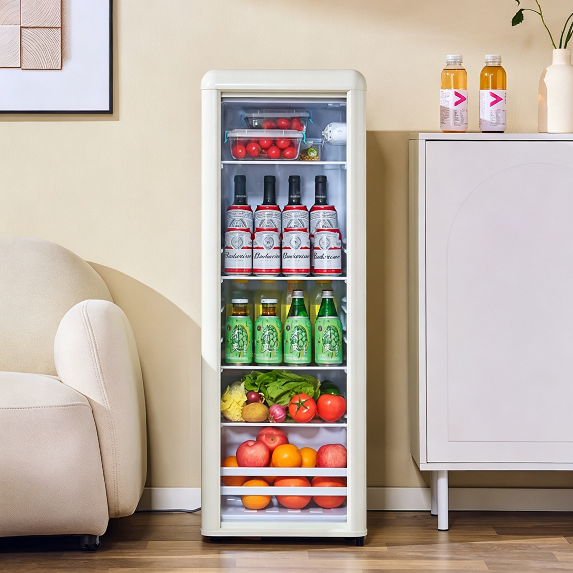 Cross-Border E-Commerce Export Retro Ice Bar Refrigerator, Popular on Social Media, Energy-Saving, Manufacturer's Household Refrigerator for Dormitories, Rentals, and Offices