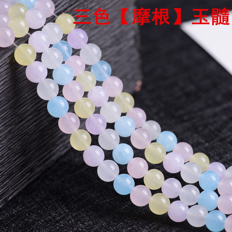 三色玉髓摩根玉髓散珠半成品 DIY手工串珠手链项链水晶批发|ms