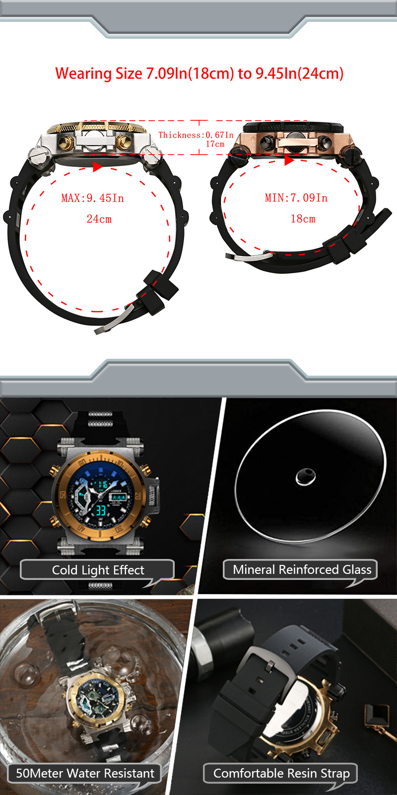 LOQNCE创意男士表双显电子表双机芯运动计时夜光防水跨境手表8022详情16