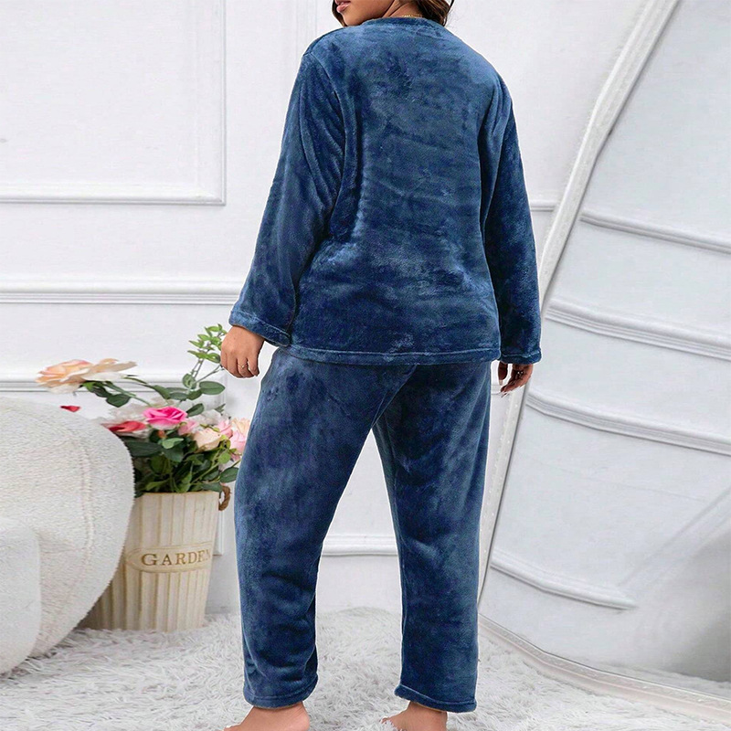 flannel ladies' home clothes winter new letter printing long sleeved warm suit simple and casual_voghion.com