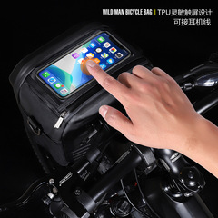 WILD MAN Mountain Bike Handlebar Bag, Cycling Camera Head Bag, Touch Screen EVA Hard Shell Head Bag