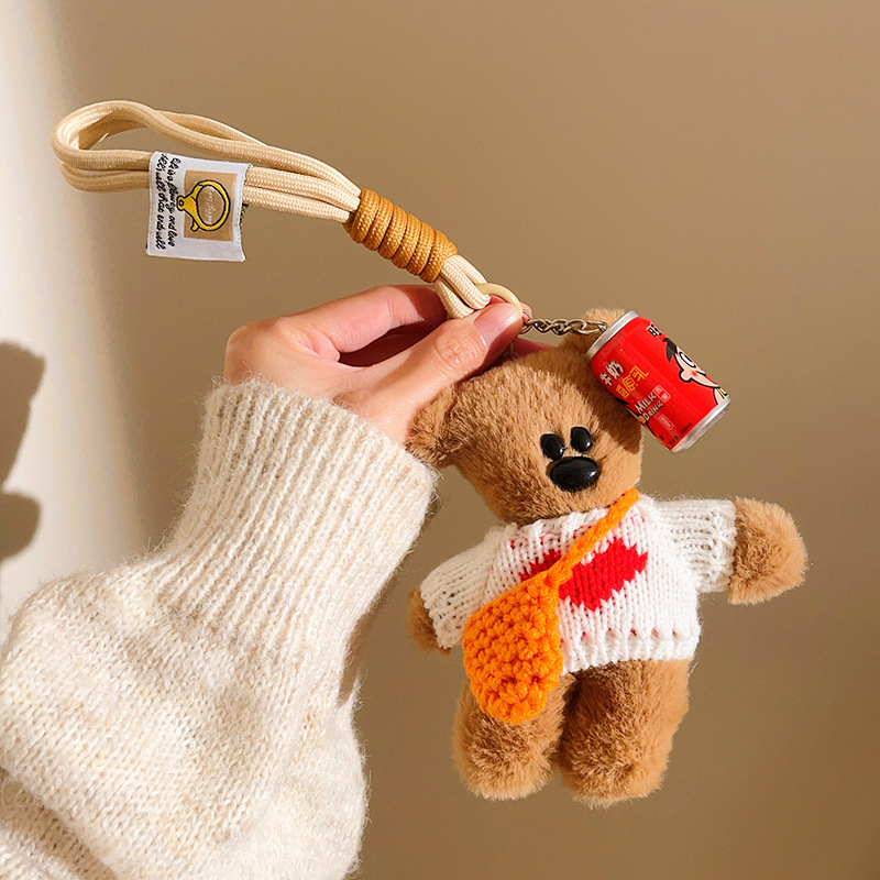 Peludo Bean Bear Keychain Colgante pareja de muñecas de amigos bolsos de teléfono móvil colgante colgante muñecas
