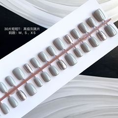 30片手工穿戴甲高級灰跳片高級感百搭顯白可拆卸成品甲片