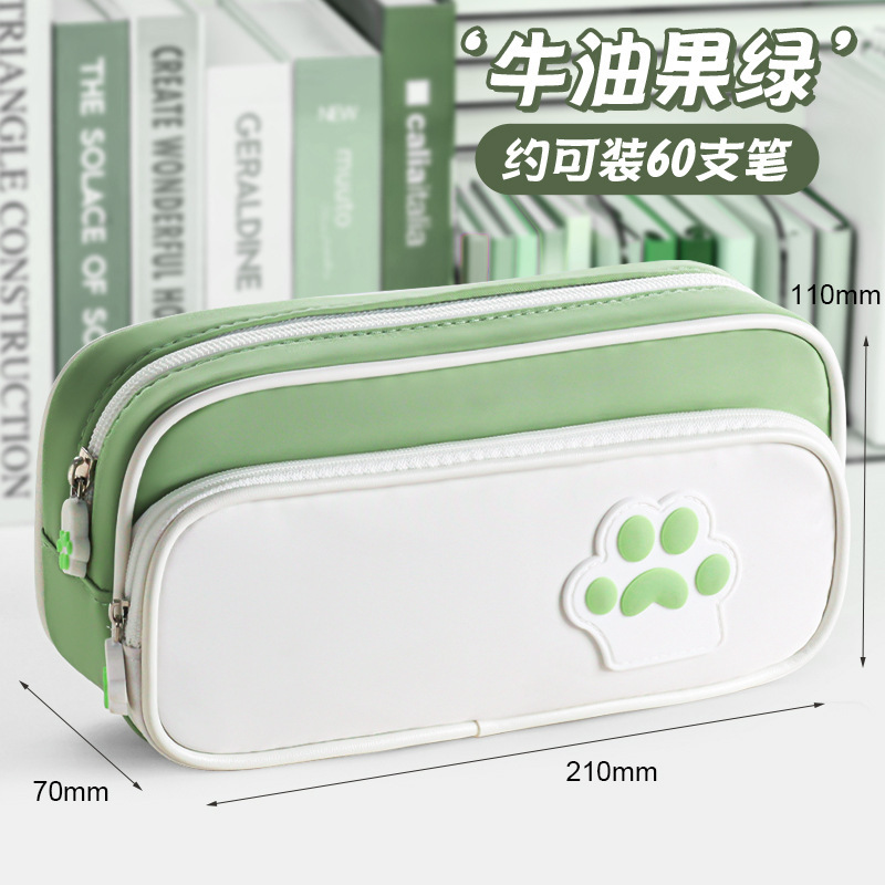 可爱猫爪简约笔袋小学生新款大容量文具盒文具袋高颜值|undefined