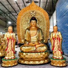 寺院如来仏像阿弥陀仏銅像カスタマイズされた大型薬師仏ステッカーゴールド塗装三宝仏銅彫刻装飾品