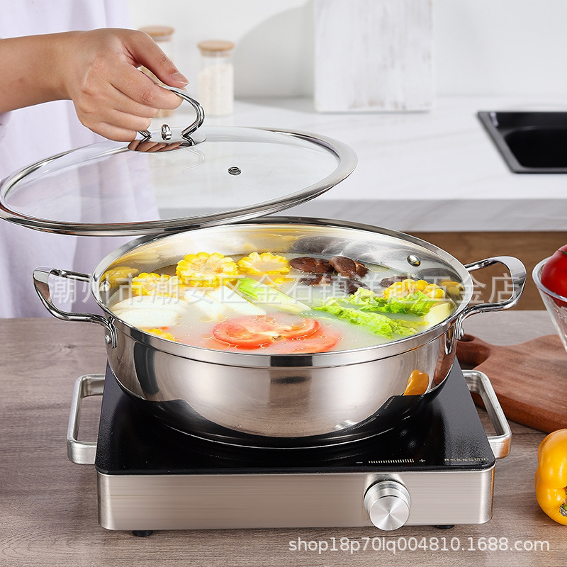 Thickened Stainless Steel Hot Pot Yuanyang Pot Household Commercial Induction Cooker Soup Pot Hot Pot Universal Gift Box Gift Pot