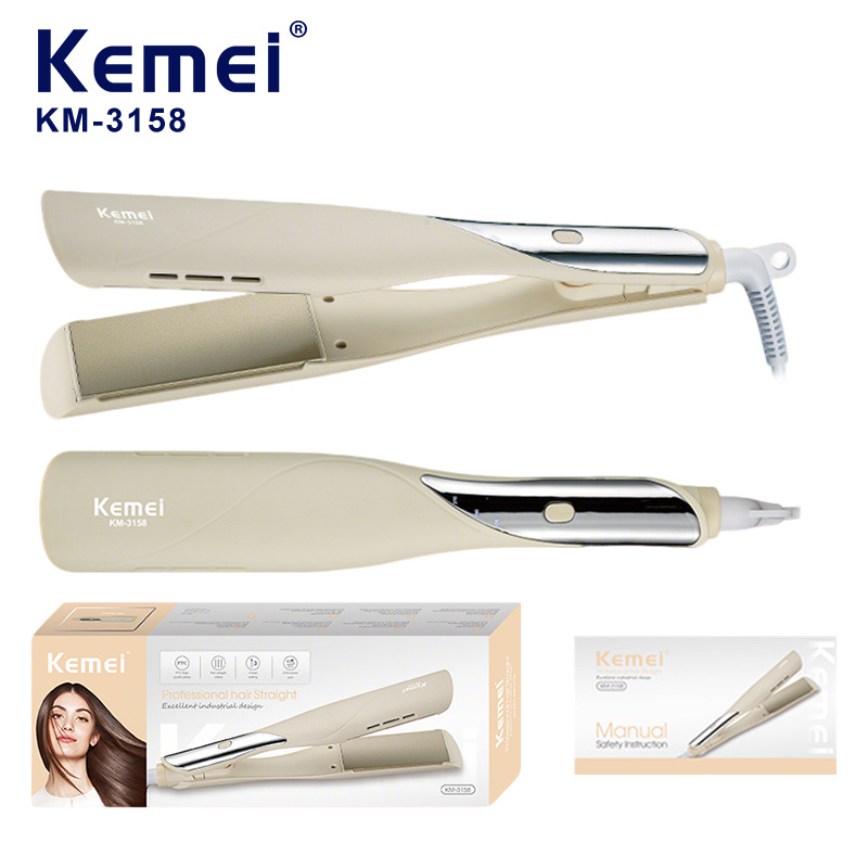 Komei alisador de cabello doméstico KM - 3158 clip de placa recta de iones negativos ajustable alisador de abrazadera eléctrica barra de cabello curling pantalla digital