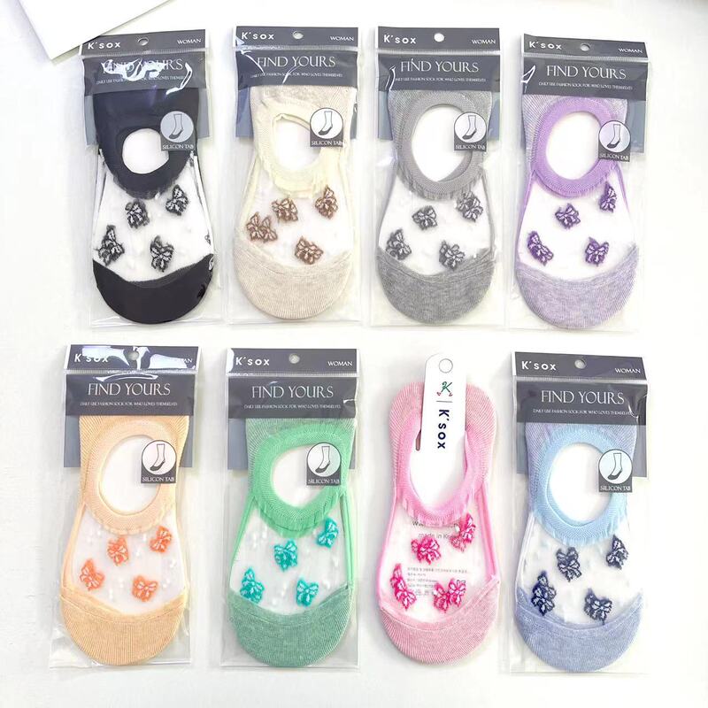 South Korea imported socks ksox thin gauze cotton bow girl style boat socks east gate women's socks boat socks