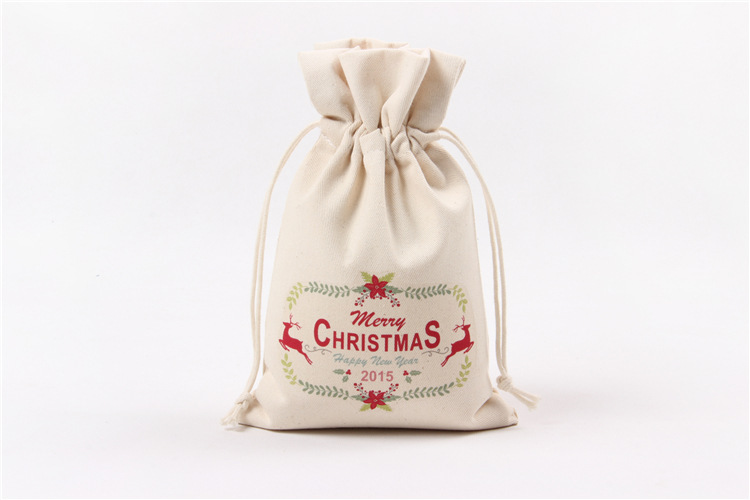 A245 logo printed canvas storage bag with drawstring closure, gift pocket, portable for Christmas packaging gifts undefined