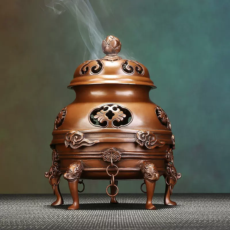 铜欣祥紫铜帝王炉仿古室内茶道熏香炉檀香炉盘香炉香道用品摆件