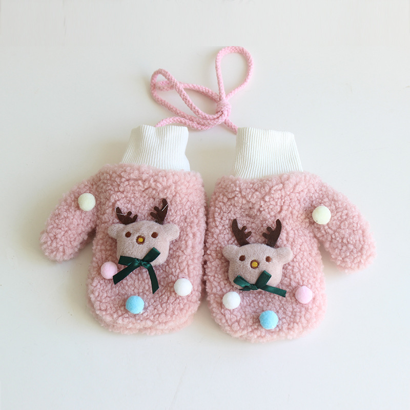 新しい秋冬のクリスマスの手袋の女性の厚い保温の毛糸の手袋の屋外の子供のかわいいニットの指の手袋|undefined