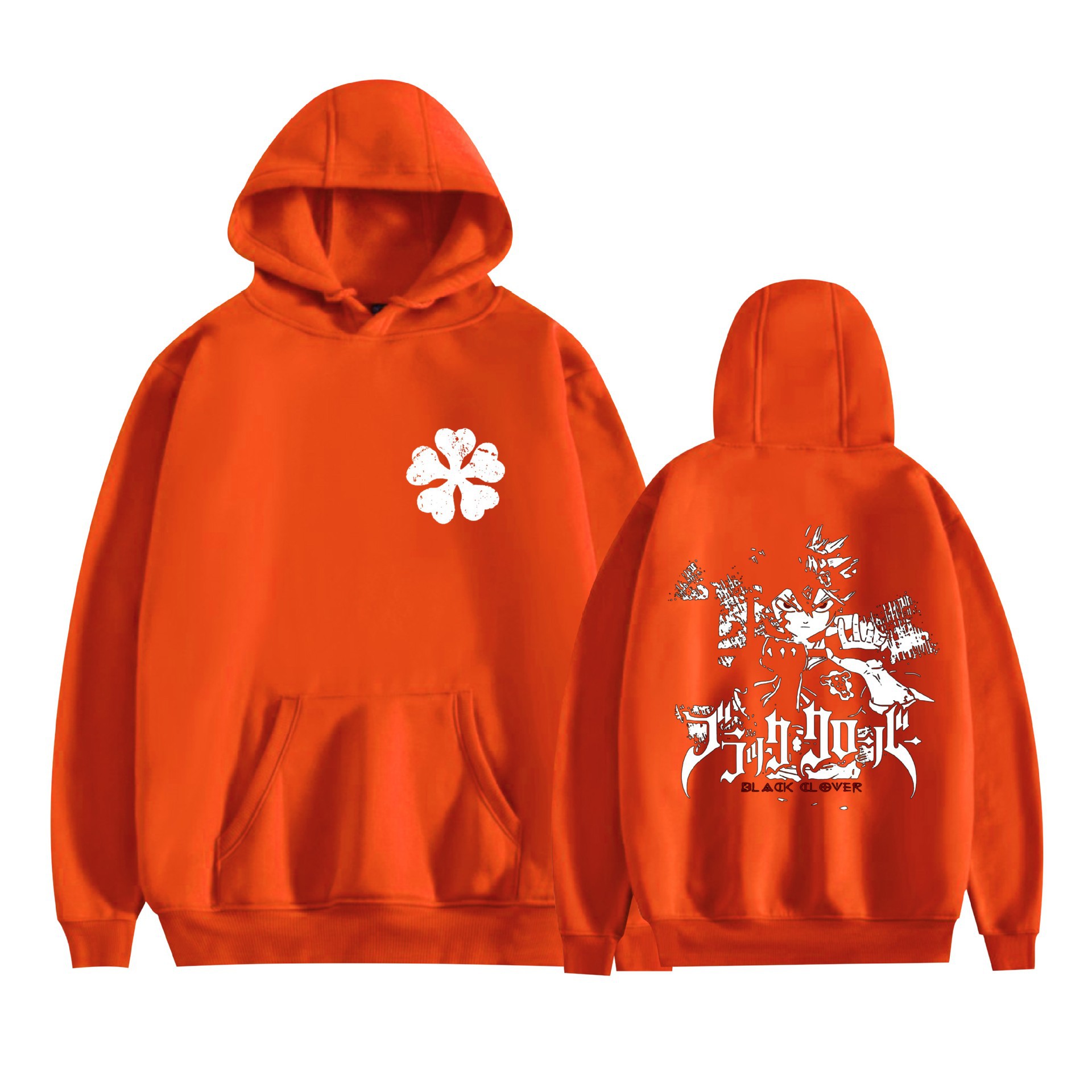 Trébol de cuatro hojas negro nuevo transfronterizo Black Clover animación periféricos hombres y mujeres suéter con capucha suelto casual