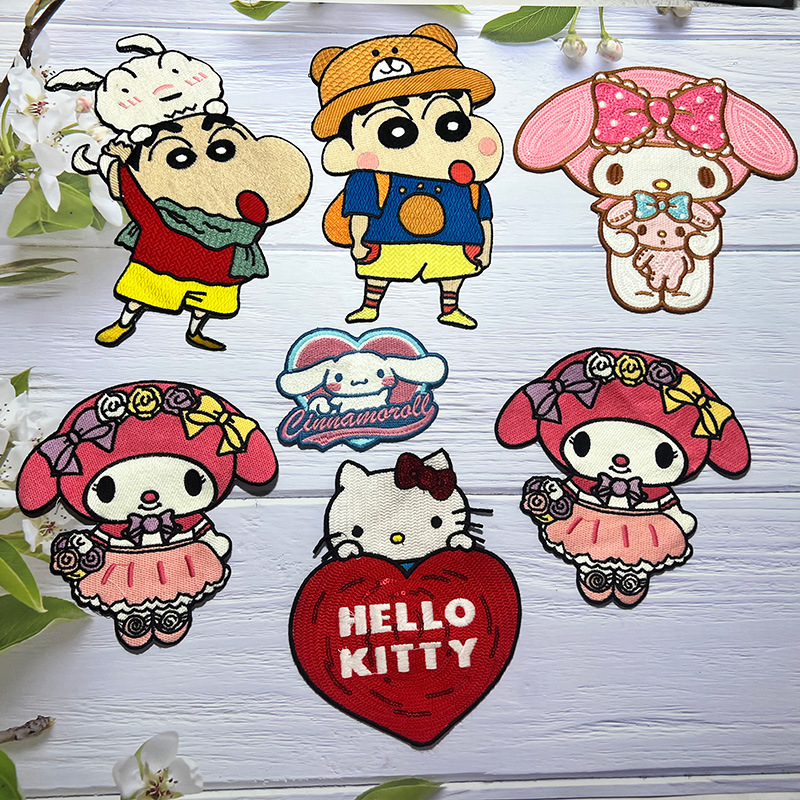 现货电脑刺绣大号卡通蜡笔小新图案布贴衣服包包diy手工辅料批发