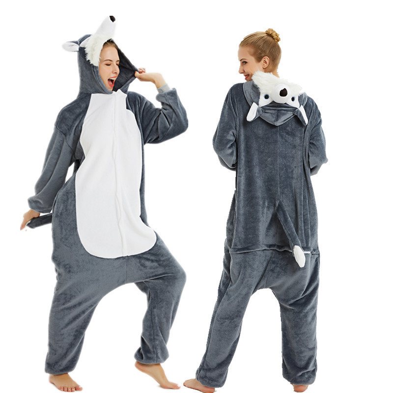 冬のフランネル大人の動物漫画ワンピースパジャマ小さな蜂かわいいカップルスタイル厚みのあるホーム服トイレ|undefined