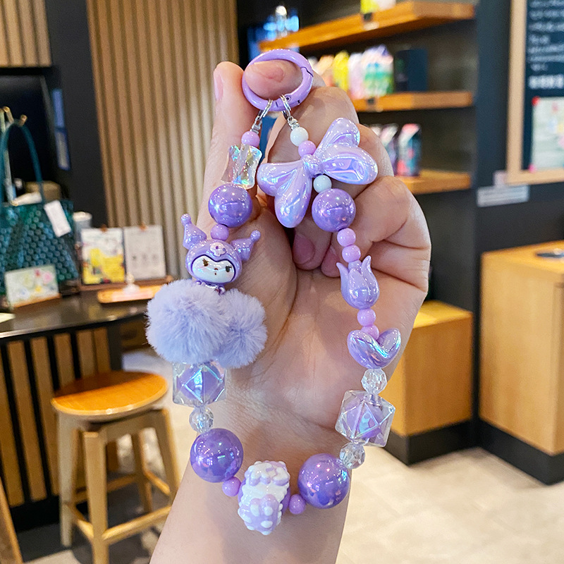 Cuentas Kulomi cadena de teléfono móvil llavero lindo bolso de niña colgante de bolso de corazón muñeca de dibujos animados colgante de llave de coche