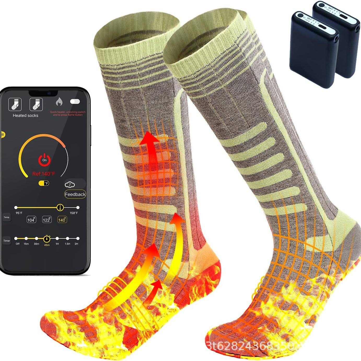 跨境发热袜子电热袜智能手机蓝牙调温电加热袜子滑雪袜子批发工厂