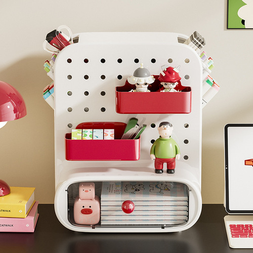 Desktop Hole Board Storage Box Drawer Style Office Workstation Student Desk Stationery Organizer 