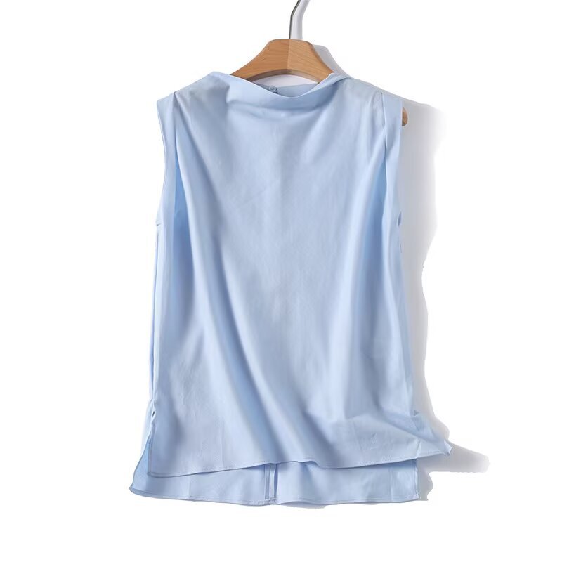 Uc&Za Cross-Border Foreign Trade Women's Clothing 2026 Summer New Urban Commuter Style Linen Pleated Flowing Sleeveless Top