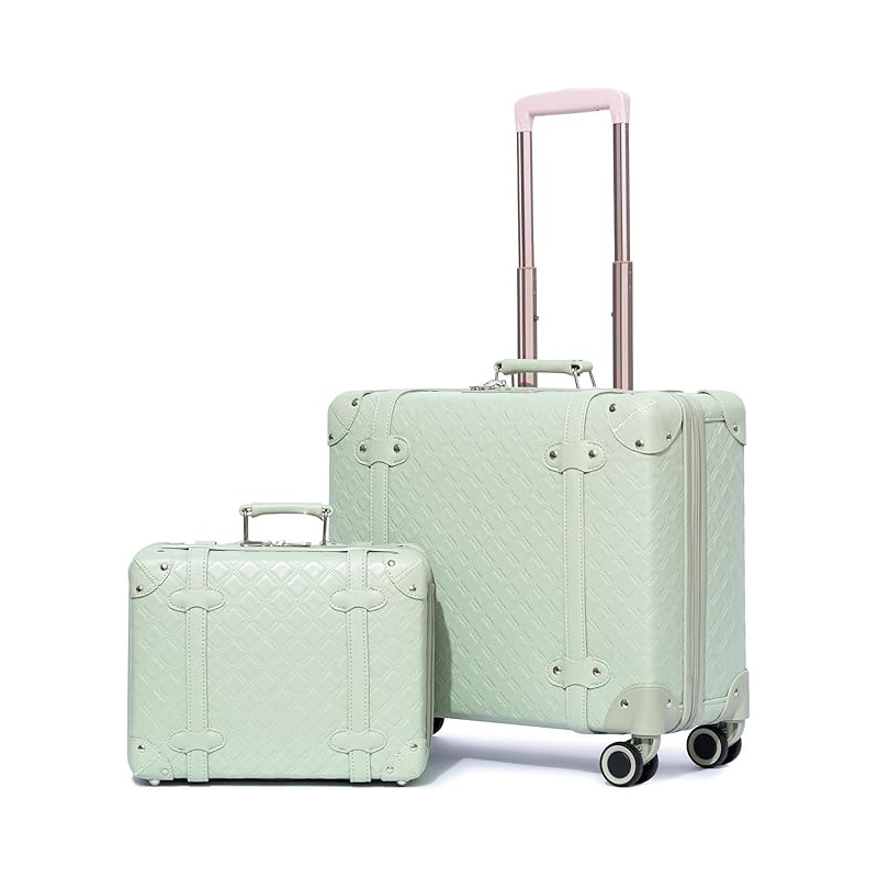Vali nhựa PC họa tiết caro cao cấp 20 inch bánh xe xoay 360 độ siêu êm — Xanh lá cây nhạtcolor chi tiết 7