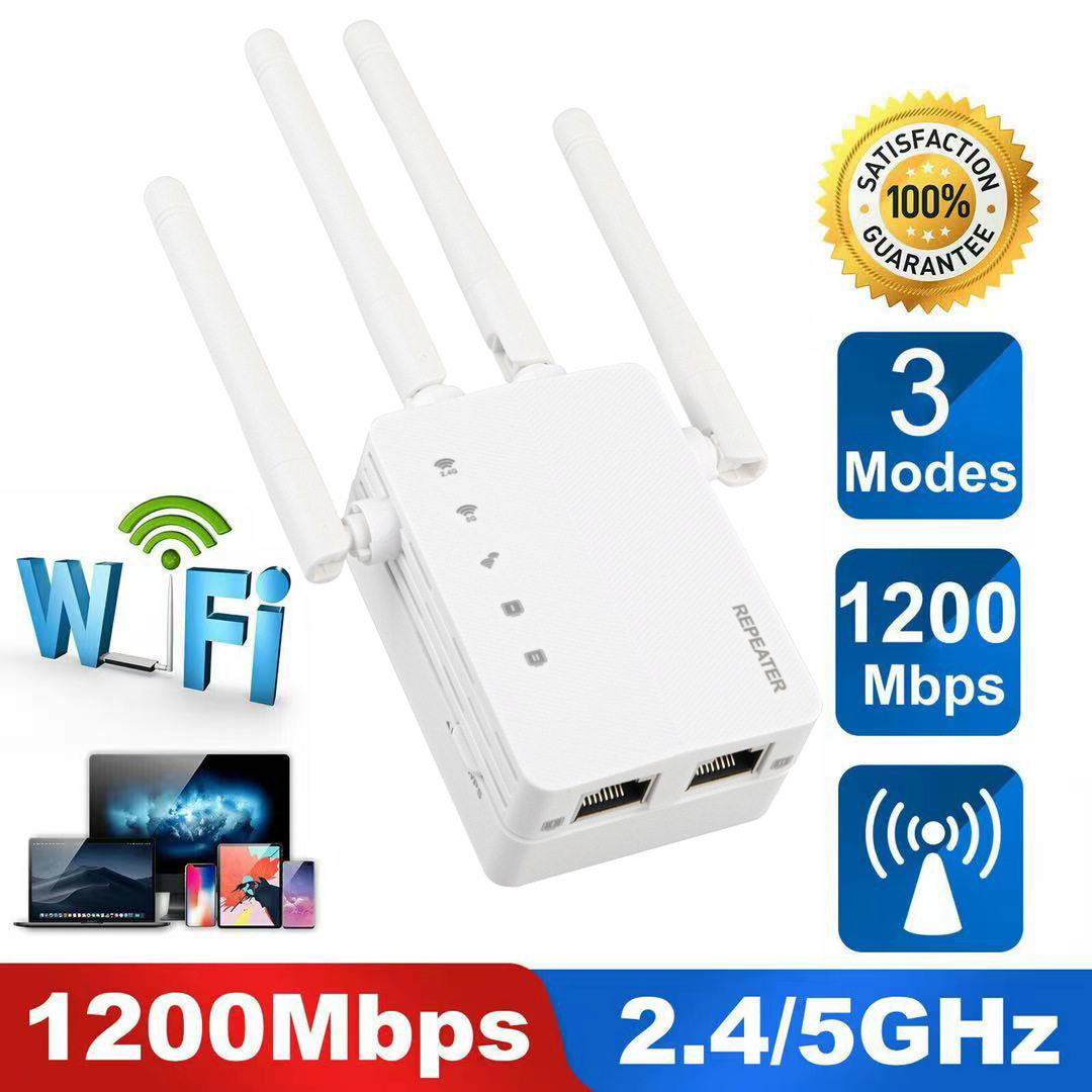 新款1200M双频增强中继器 无线WiFi信号放大器2.4 & 5.8G大功率AP