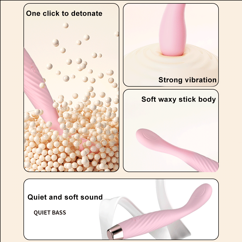 G-Spot Stimulation Pen Vibrator, Silicone Curved Tip, Button Control, Pink — detail image 1