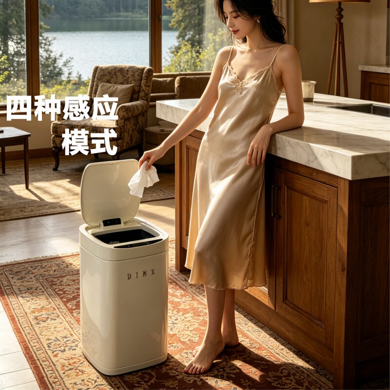 Smart Trash Can with Automatic Sensing, Stainless Steel, for Home Use in Living Room and Kitchen, Electric, Luxury Design, High Aesthetic Value, 2026 New Model