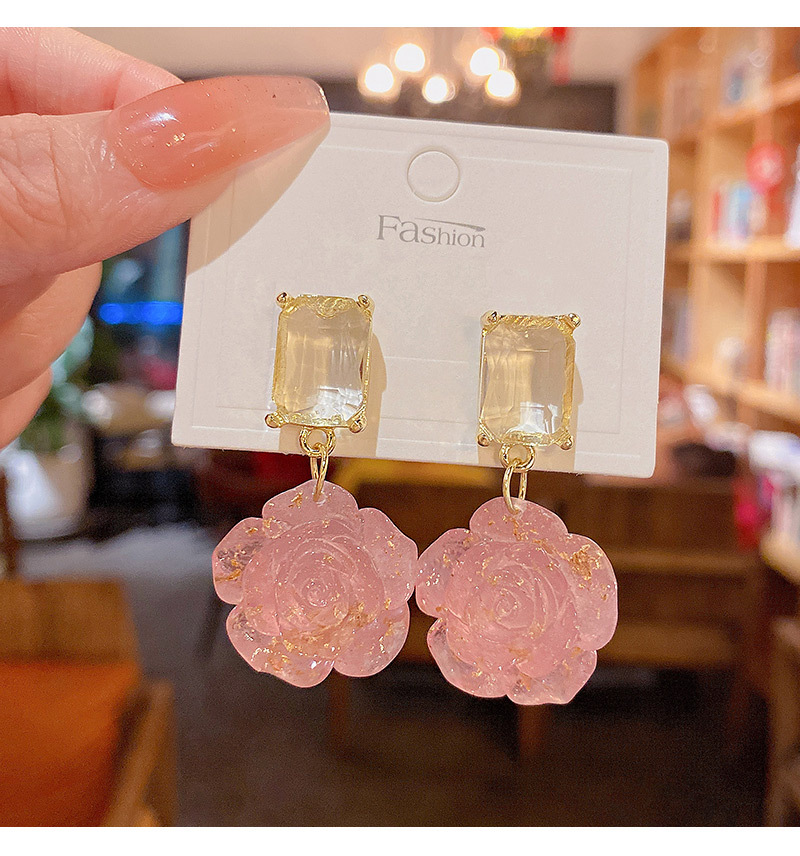 Fashion Flower Resin Zircon Earrings 1 Pair display picture 5