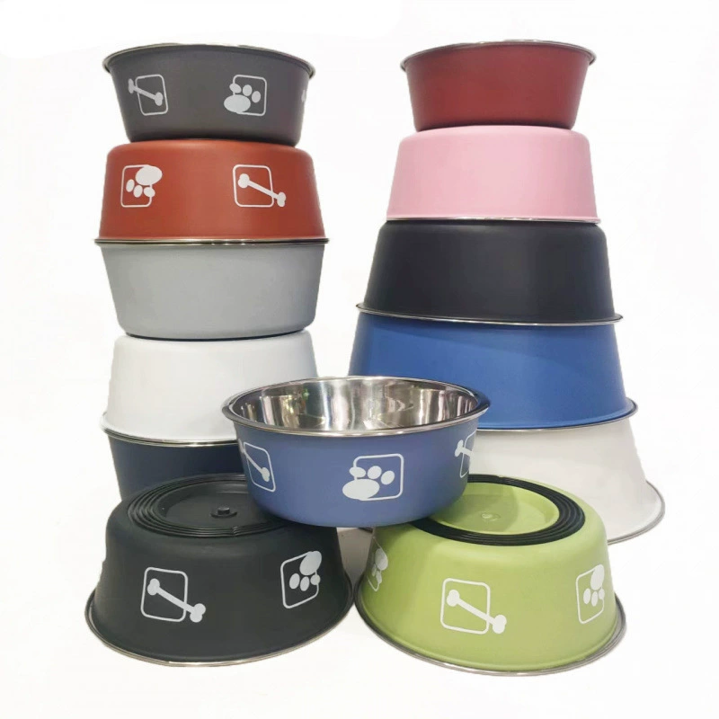 Dog bowl stainless steel dog cats drink water to feed the anti -skid anti -overturned cat bowl double -layer stainless steel pet bowl