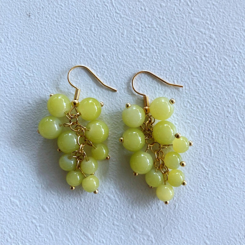 Nihaojewelry Fashion Green Stone Bead Resin Drip Glaze Earrings Wholesale Jewelry display picture 9