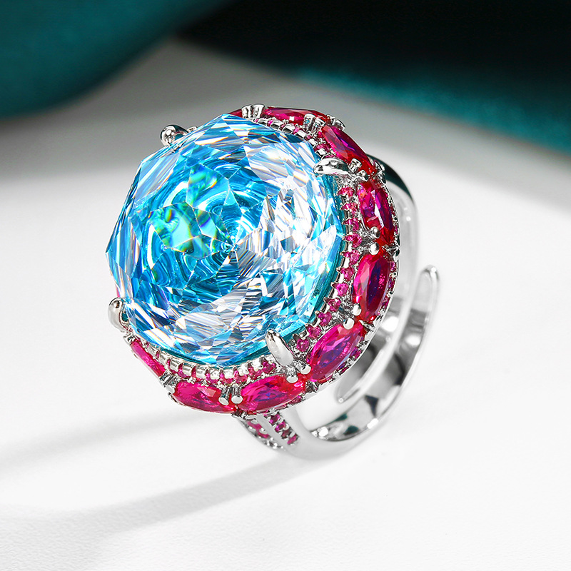 Venta caliente nuevo estilo Zhuangsheng joyería fondo de cobre chapado en oro rosa corte seco degradado ligero traje de lujo femenino piedra 18-16