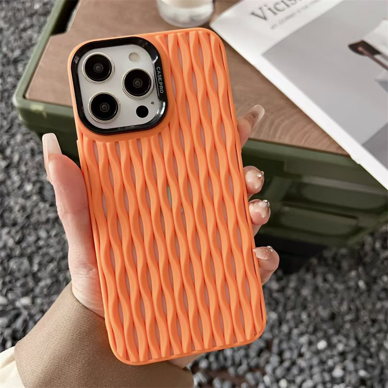 Suitable for Iphone17Promax Fence Cooling Mobile Phone Case Apple 16 Frosted Cut Out Breathable Soft Rubber Protective Cover