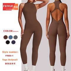 ヨーロッパとアメリカの中空バックヨガ服ジャンプスーツ高弾性バットリフトトレーニングフィットネス服ランニングスポーツヨガジャンプスーツ
