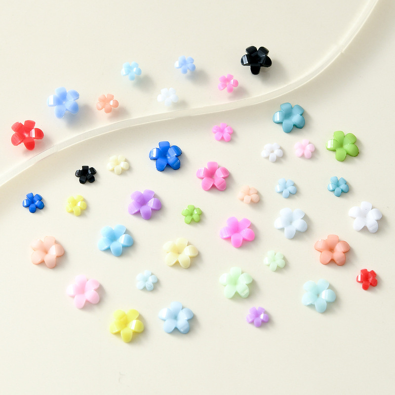 Net red fresh multicolor resin five-petal nail ornaments exquisite Joker DIY nail ornaments wholesale