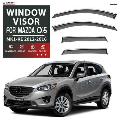 Suitable for Mazda Cx-5 Window Visor, Rain Shield, Rearview Mirror Rain Cover, Mazda Cx-5 Window Visor (Rain shield) - standard-packing-without-logo-mazda-cx-5-mk1-ke-2012-2016-pc-with-bright-strip-rain-shield