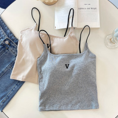 韓版大U吊帶無鋼圈文胸帶胸墊長款打底無袖上衣背心抹裹胸內衣女