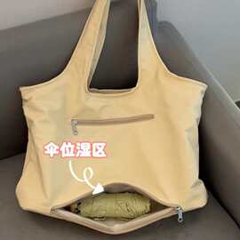 大容量多口袋通勤托特包单肩妈咪包健身包纯色时尚女轻便百搭新款