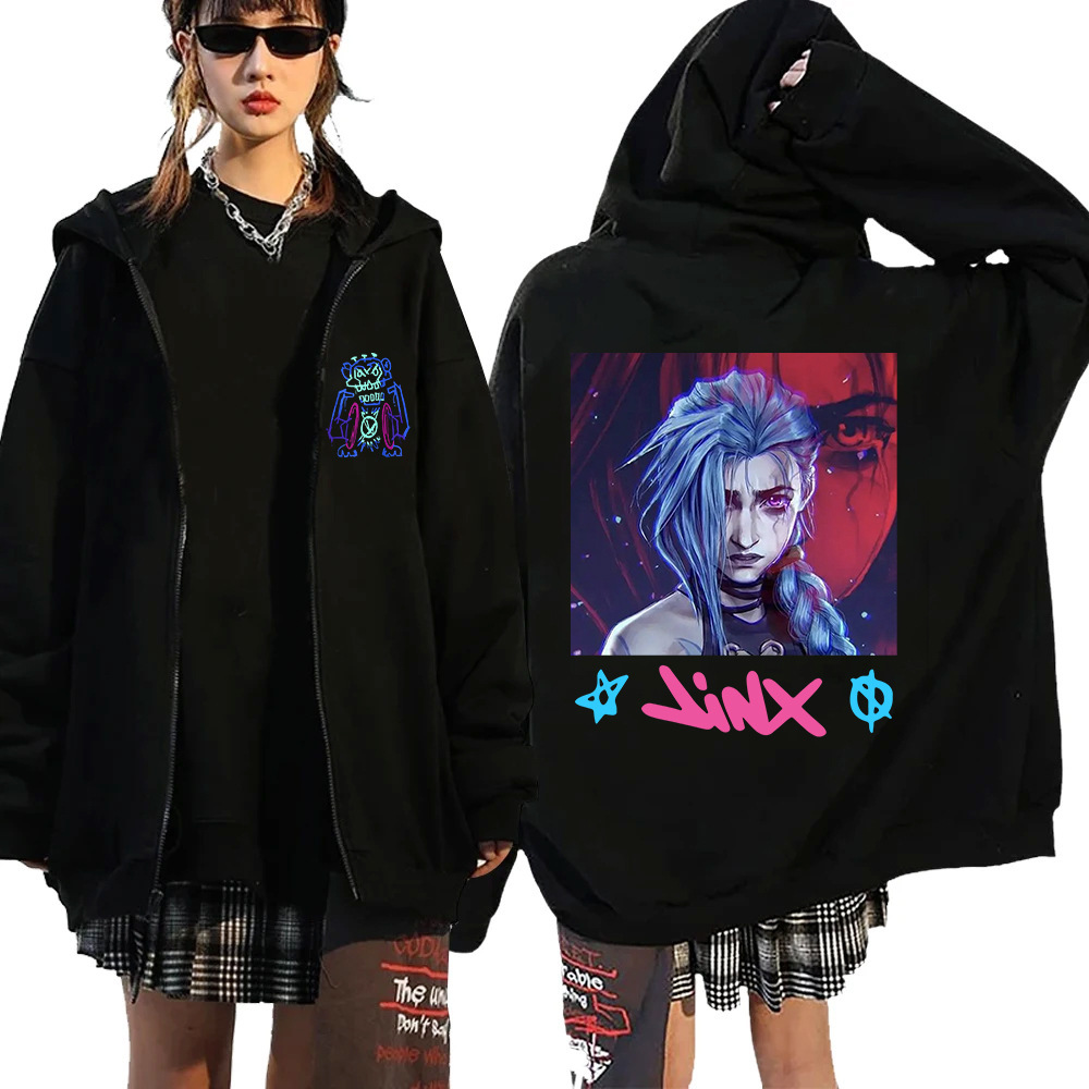Anime Arcane-Jinx Zipper Hoodie Setwear Game Lover Sweatshir
