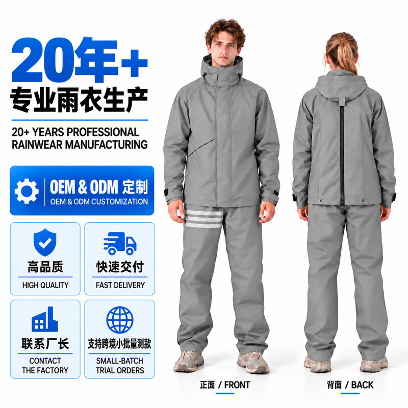 Cross-border exclusive raincoat and rain pants set, unisex, thickened for heavy rain, suitable for outdoor cycling and duty, waterproof Cross-border exclusive raincoat and rain pants set, unisex, thickened for heavy rain, suitable for outdoor cycling and duty, waterproof