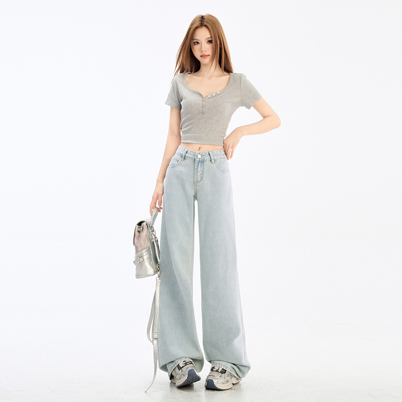 light blue Jeans Women's 2025 Spring and Summer New Low Waist Slimming All-match Narrow Pants for Small Men