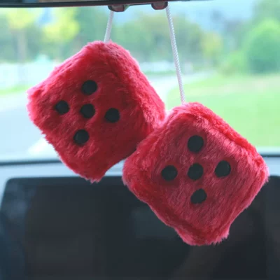 Car hanging Plush Dice Car Pendant - red-black-dot
