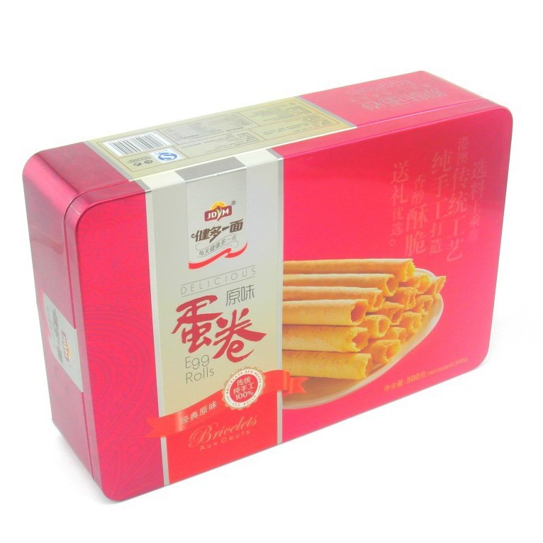 供应营养鸡蛋卷铁罐包装 长方形食品铁盒 烘焙糕点铁皮盒子