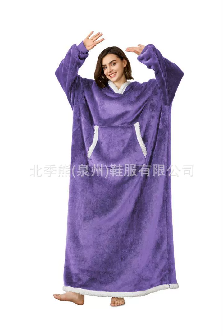 TEMU Amazon Cross -border Gynefillete Female Sleeping Powder Flaspiece Extending Pocket HOODIE BLANKET Lazy