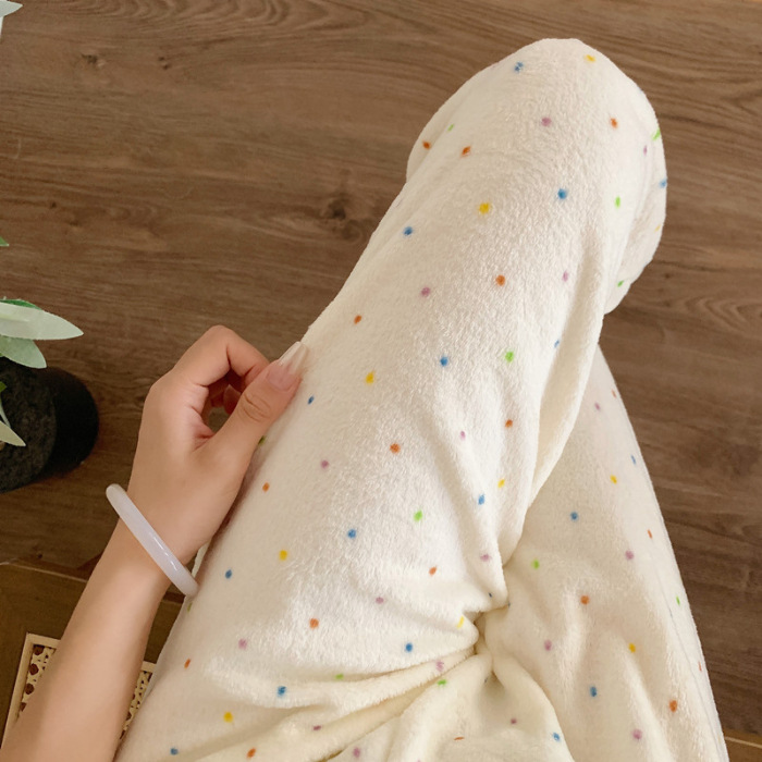 Pantalones de dormir de franela con puntos de color