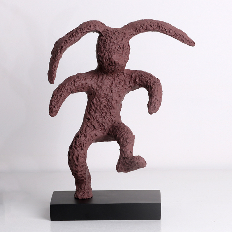 现代艺术卡通兔子摆件儿童样板间客厅玄关书房创意仿泥塑动物饰品