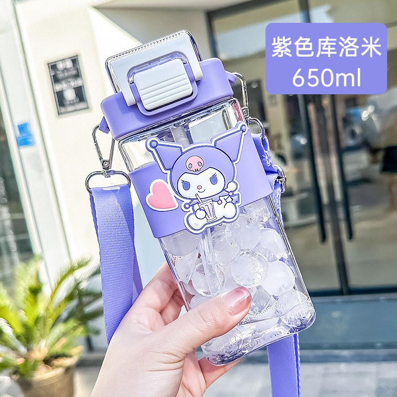 Taza de agua para niños Sanrio - Para verano y niñas, nueva 2025, botella de agua para escuela, primaria y jardín de infantes, con correa de mensajero
