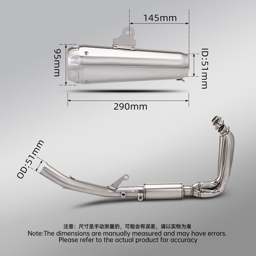 Motorcycle Exhaust Pipe Full Set Suitable for Cfmoto 675Sr Stainless Steel Dual Outlet Front and Rear Exhaust Kit