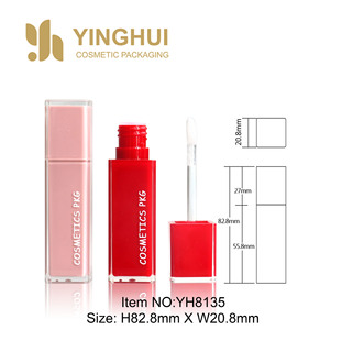 Square Injection Lip Gloss Tube Ordinary Brush Head Makeup Packaging Materials Factory Direct Supply