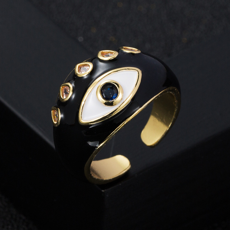 fashion copper goldplated microset zircon drip oil devils eye tail ringpicture3