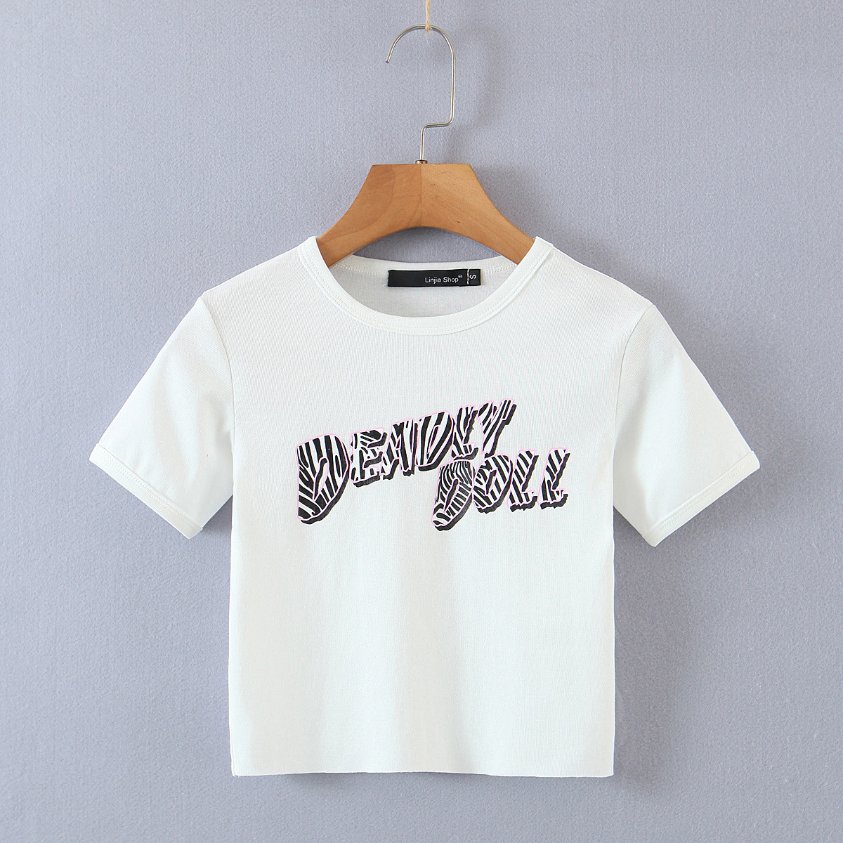 Zebra Letter Printed Short-Sleeved T-Shirt NSXFL101858